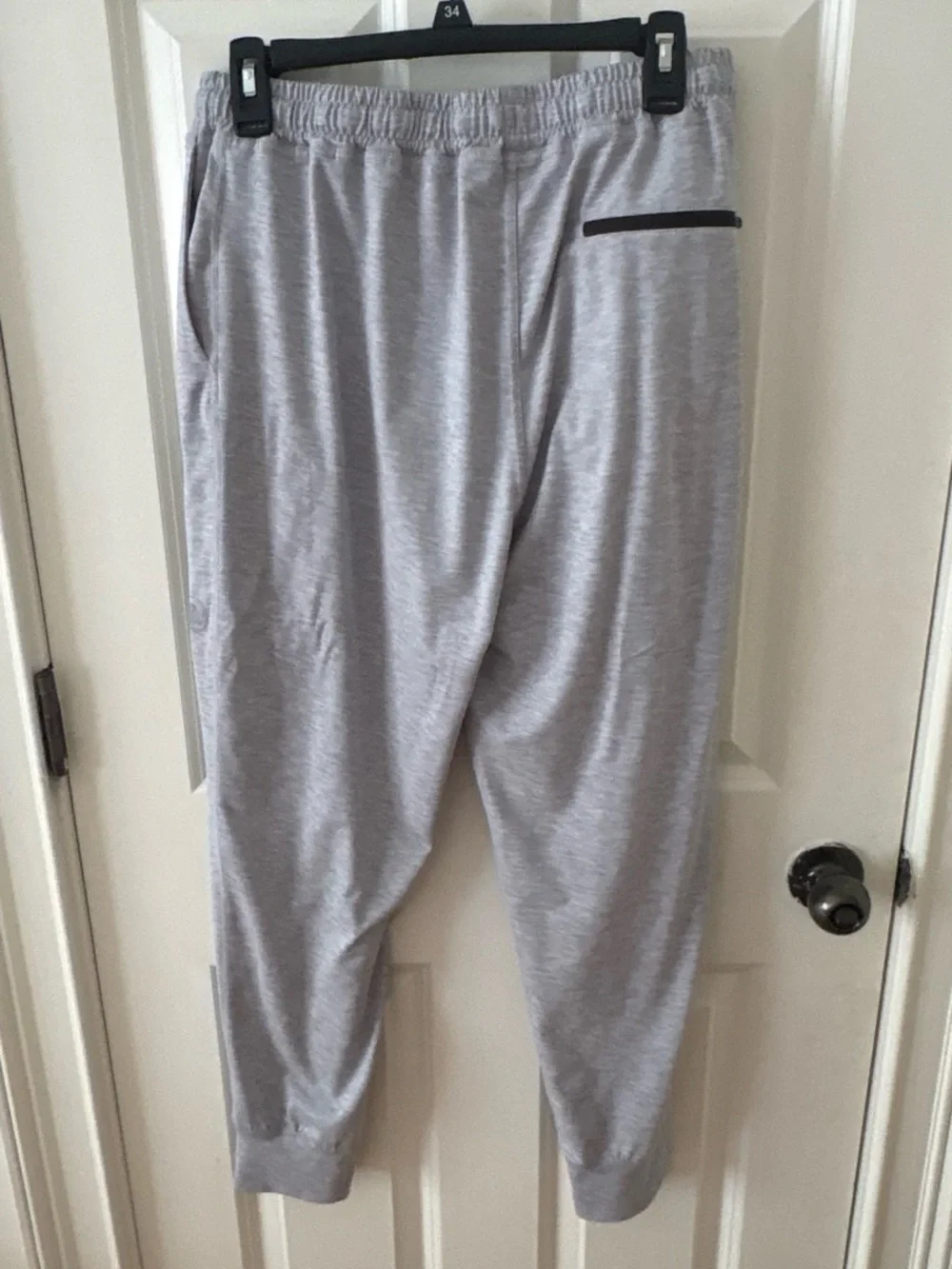 Men's Light Gray Casual Joggers with Zipper Pocket